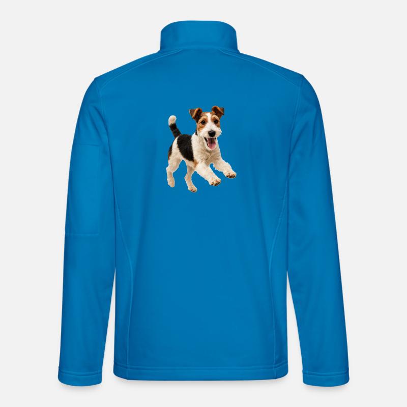 Verspielter Foxterrier Hund - Unisex Softshelljacke - Lichtblau