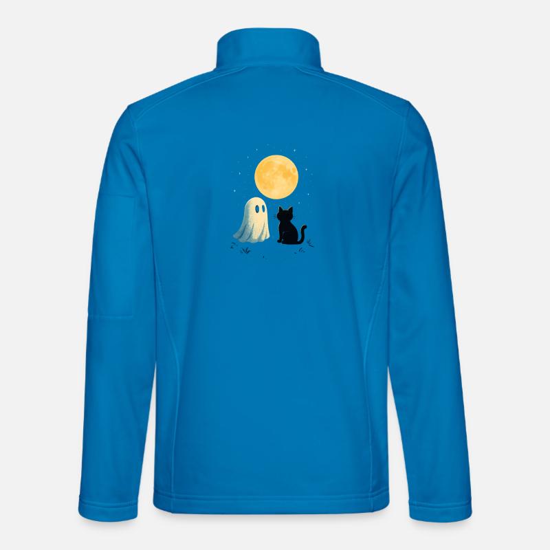 Ghost meets cat under full moon - Unisex Softshell Jacket - light blue