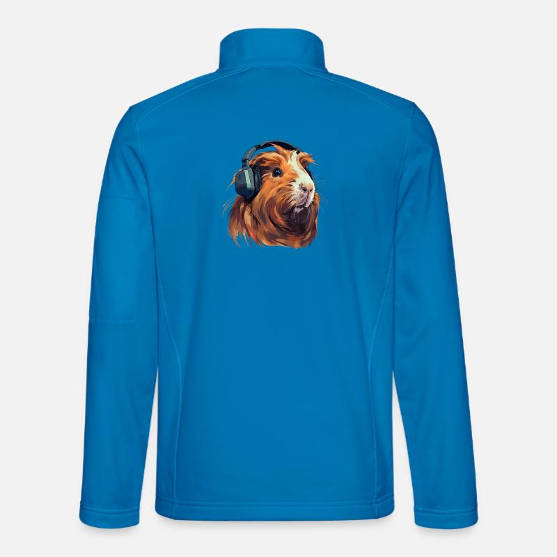 Cochon d’Inde avec des écouteurs Veste en tissu softshell Unisexe