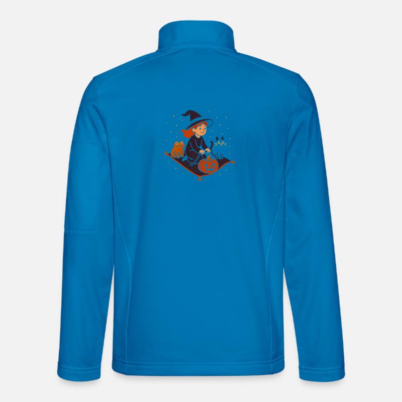 Pumpkin Flight with Witch and Cat - Unisex Softshell Jacket - light blue