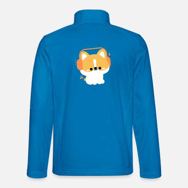 Headphone Corgi - Unisex Softshell Jacket - light blue