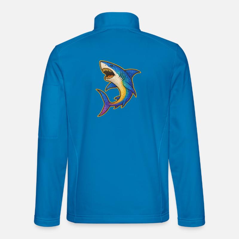 Shark | Rainbow Shark Patch Art - Unisex Softshell Jacket - light blue