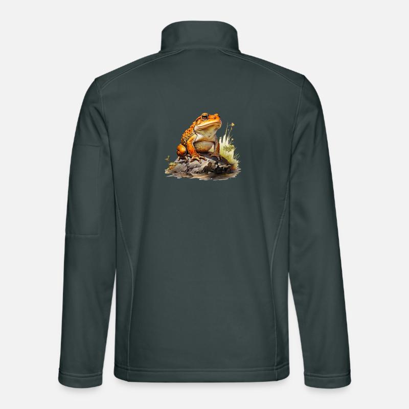 Orange-red frog or toad on stone Unisex Softshell Jacket