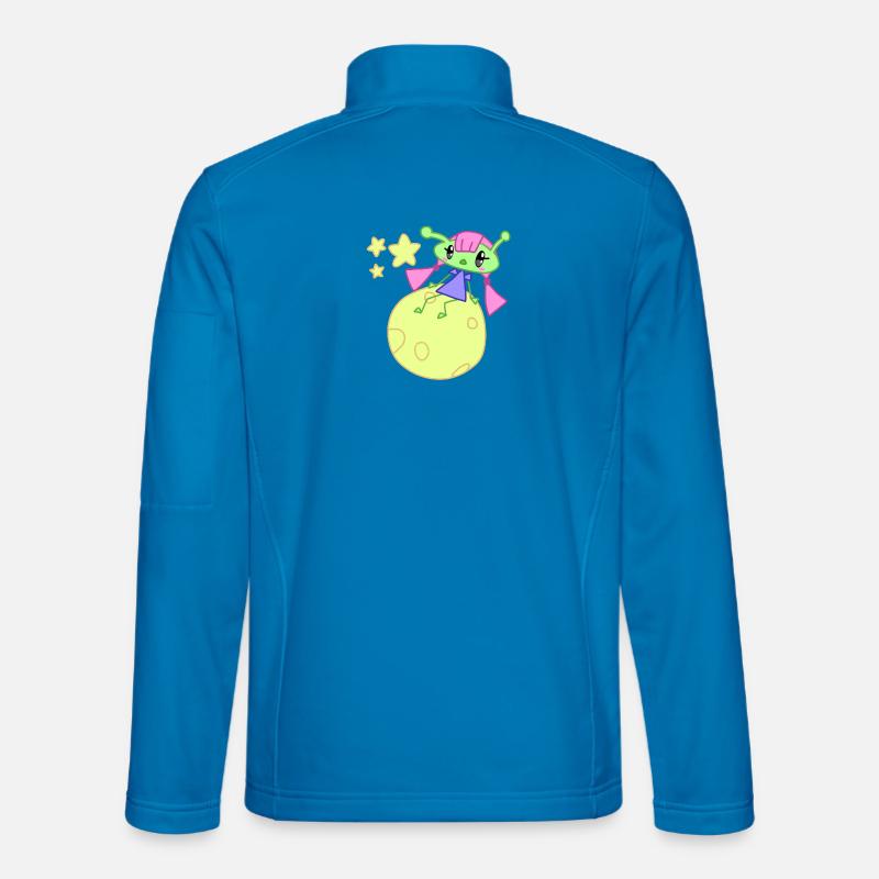 Alien auf Mond mit Sternen - Unisex Softshelljacke - Lichtblau
