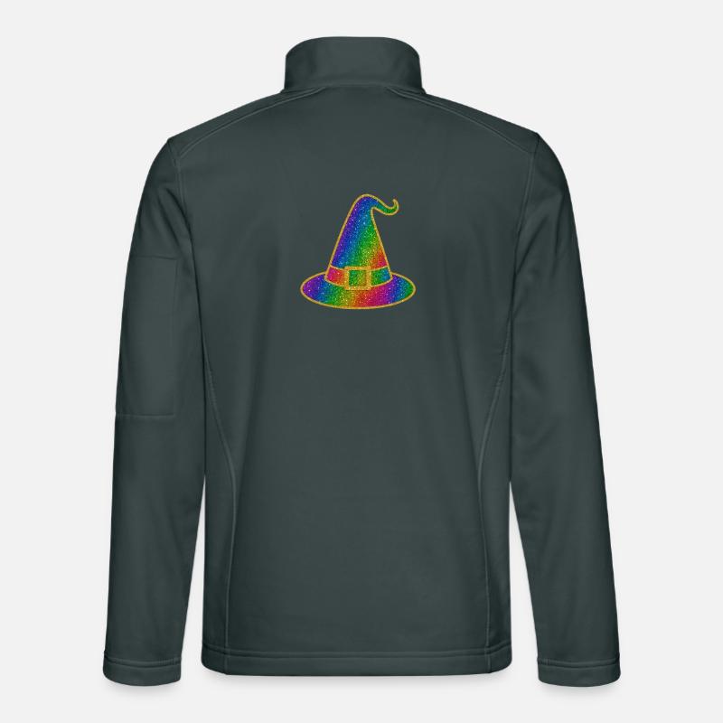 Halloween Rainbow Glitter Witch Hat Unisex Softshell Jacket