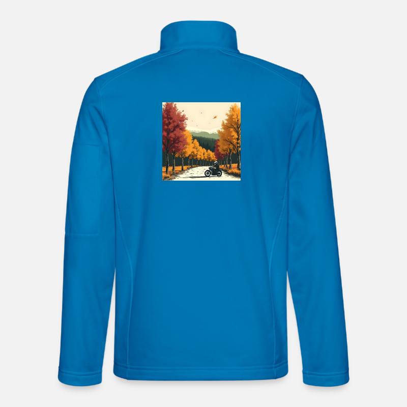 Block-Print Tree Row + Bike - Unisex Softshell Jacket - light blue