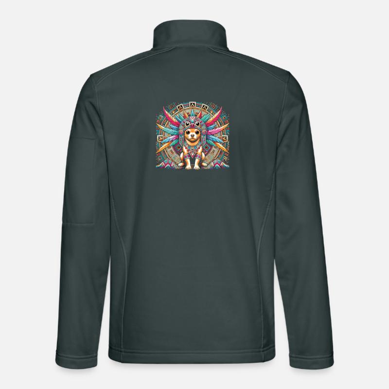 Aztec dog with feathers Unisex Softshell Jacket