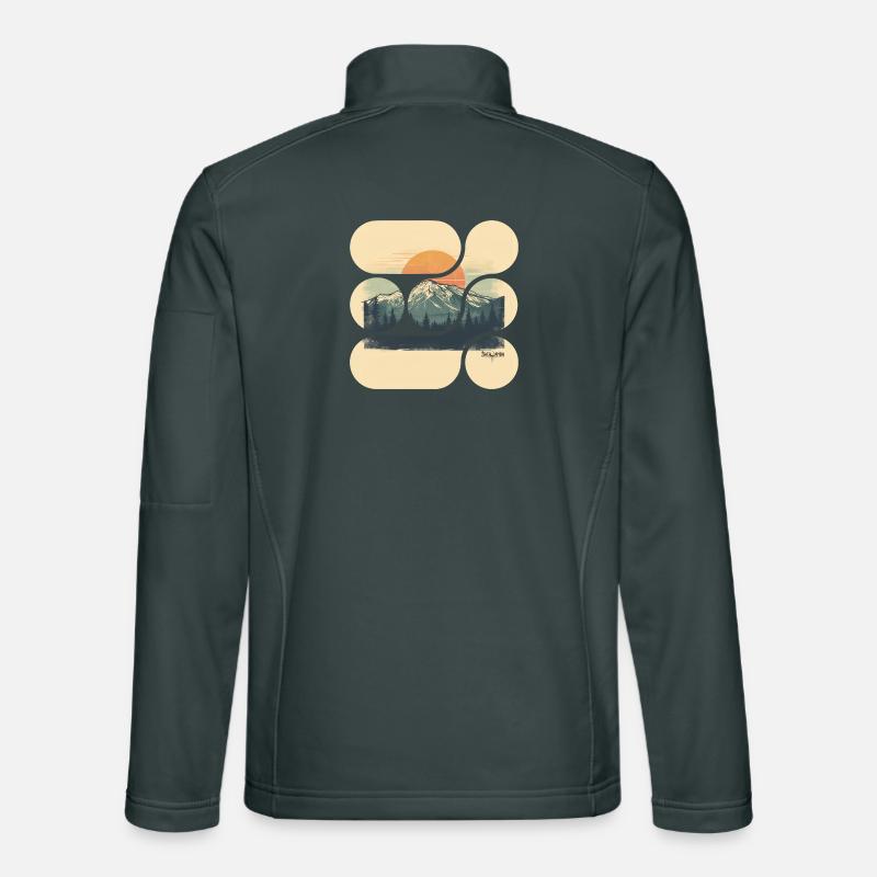 Jacaranda Retro Mountain Landscape Unisex Softshell Jacket