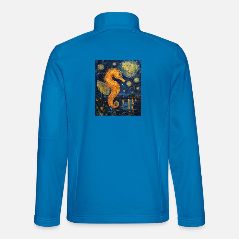 Seepferd Van Gogh Style Starry Night - Unisex Softshelljacke - Lichtblau