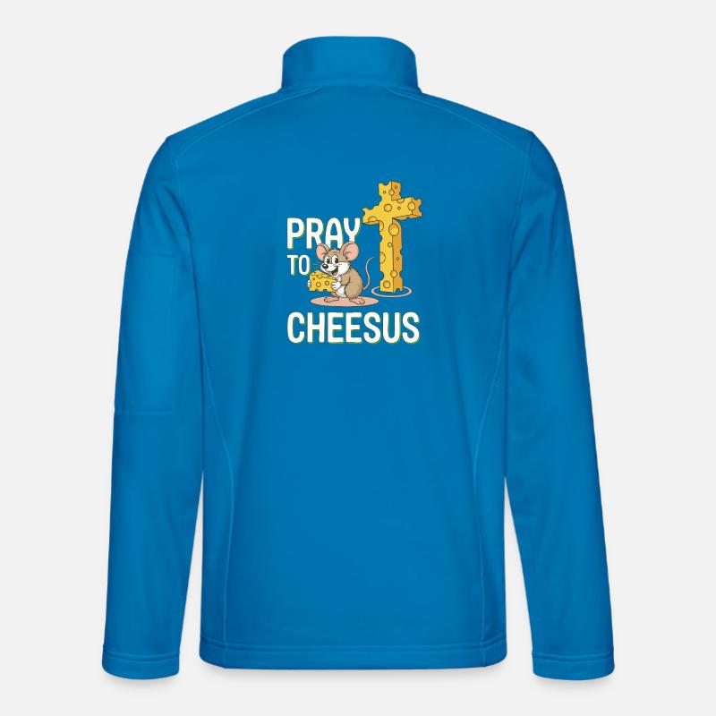 Pray to Cheesus – Mouse & Cheese Cross - Unisex Softshell Jacket - light blue