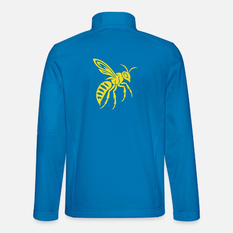 Yellow wasp silhouette on black - Unisex Softshell Jacket - light blue