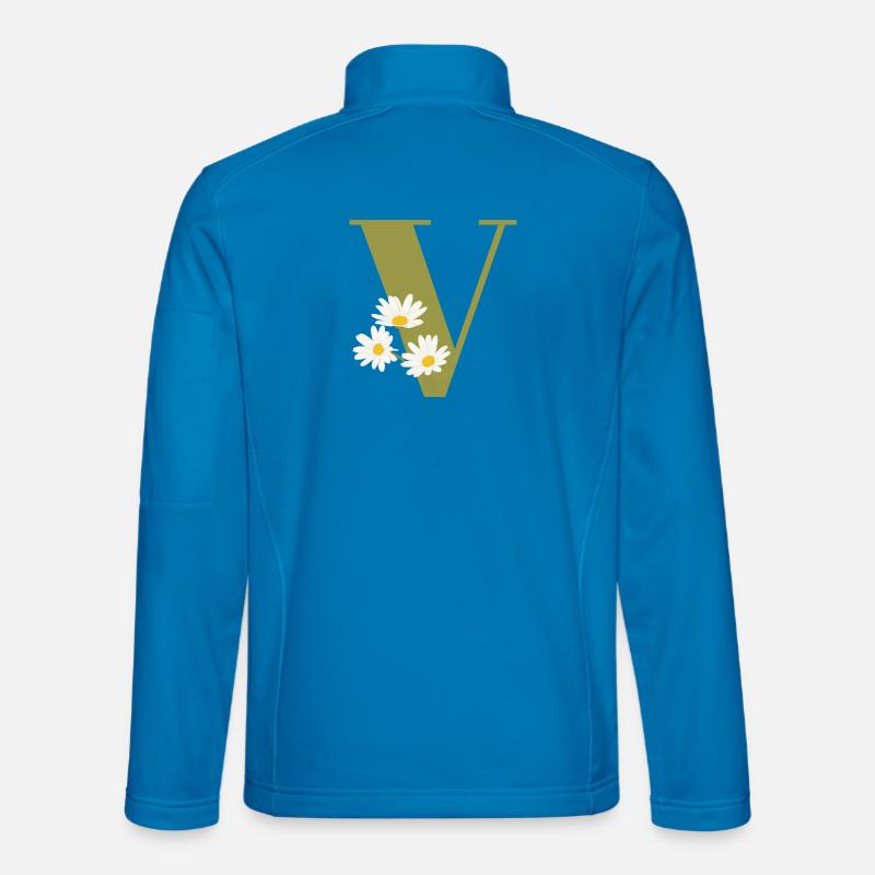 Buchstabe v grüne Gänseblümchen - Unisex Softshelljacke - Lichtblau