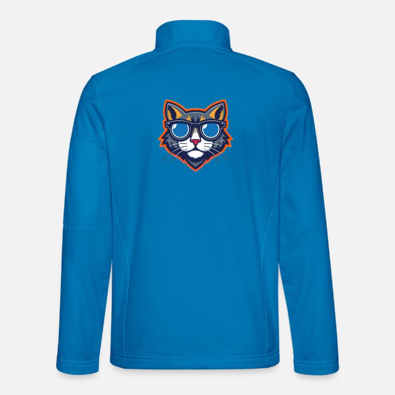 Katze mit Sonnenbrille Maskottchen - Unisex Softshelljacke - Lichtblau