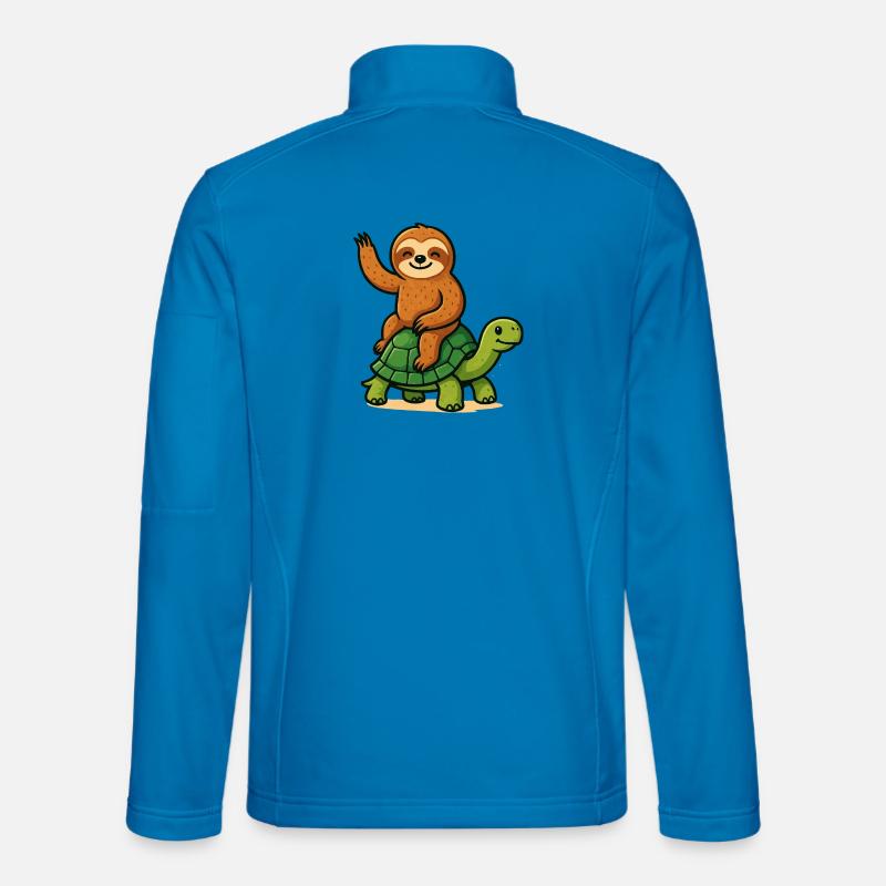 Funny sloth on turtle - Unisex Softshell Jacket - light blue