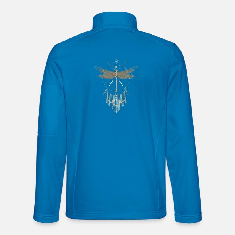 Libellule filigranée dans un style de lignes décoratives Veste en tissu softshell Unisexe