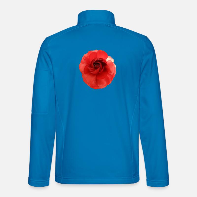 Rote Rose Blütenprint groß - Unisex Softshelljacke - Lichtblau