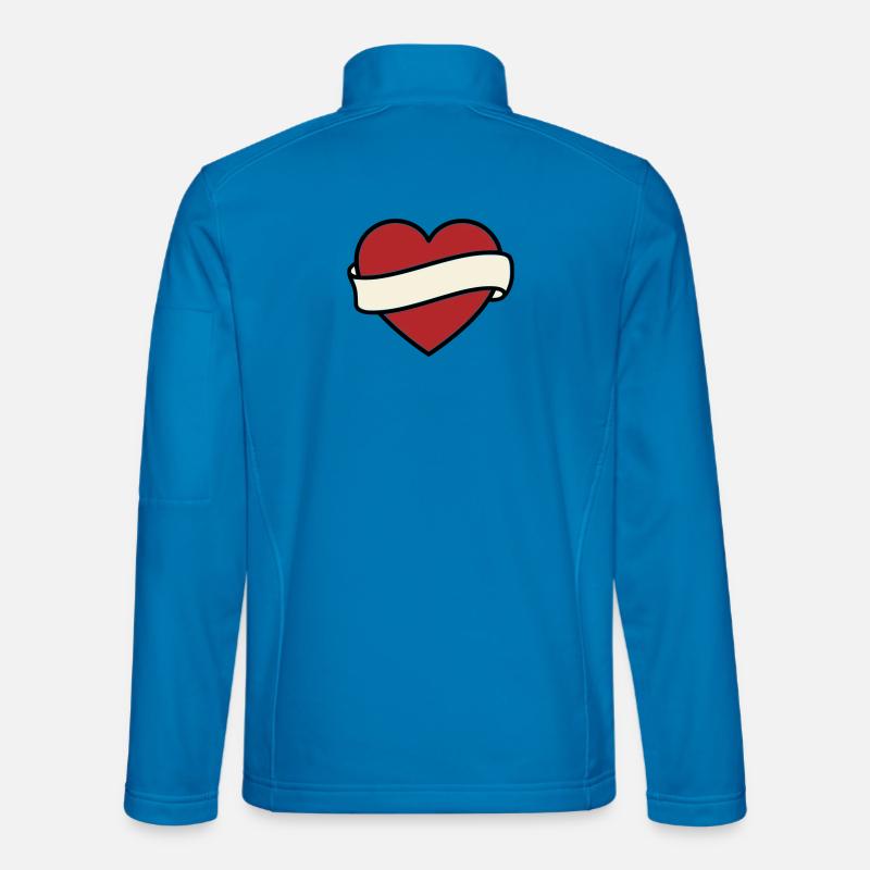 Tattoo Heart Banner Scroll Vector - Unisex Softshell Jacket - light blue