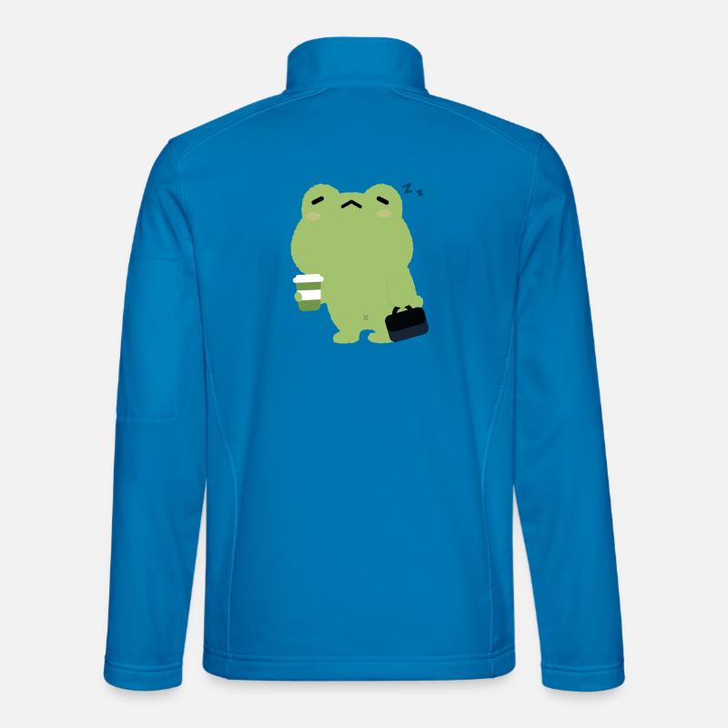 Tired Frog with Coffee and Briefcase - Unisex Softshell Jacket - light blue