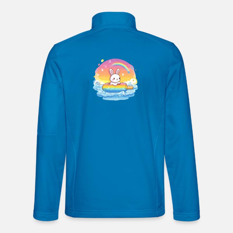 Kleines Bunny surft Regenbogenmeer - Unisex Softshelljacke - Lichtblau