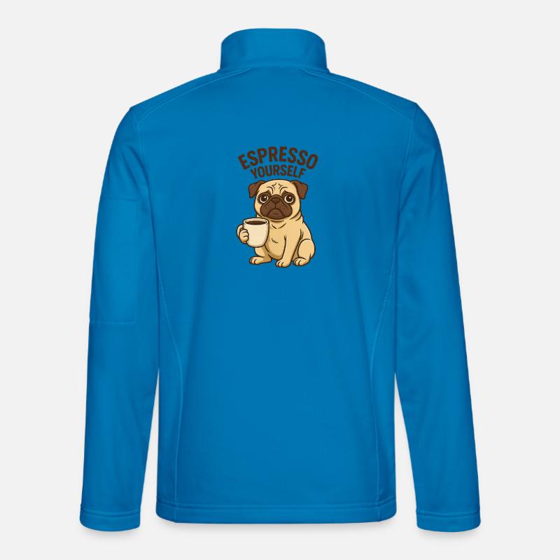 Espresso Yourself Pug Illustration - Unisex Softshelljacke - Lichtblau