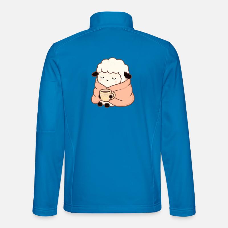 Sheep with Tea – Calm Illustration - Unisex Softshell Jacket - light blue