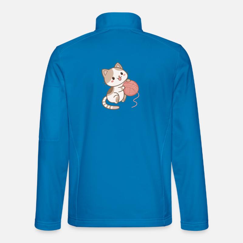 Kätzchen und Wollknäuel - Unisex Softshelljacke - Lichtblau