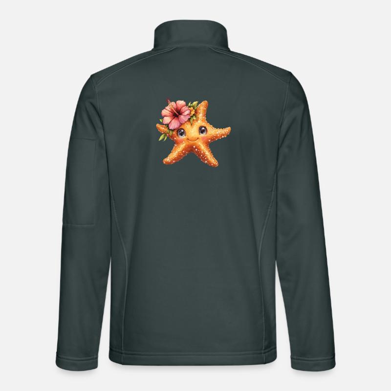 Étoile de mer douce avec fleur d’hibiscus Veste en tissu softshell Unisexe