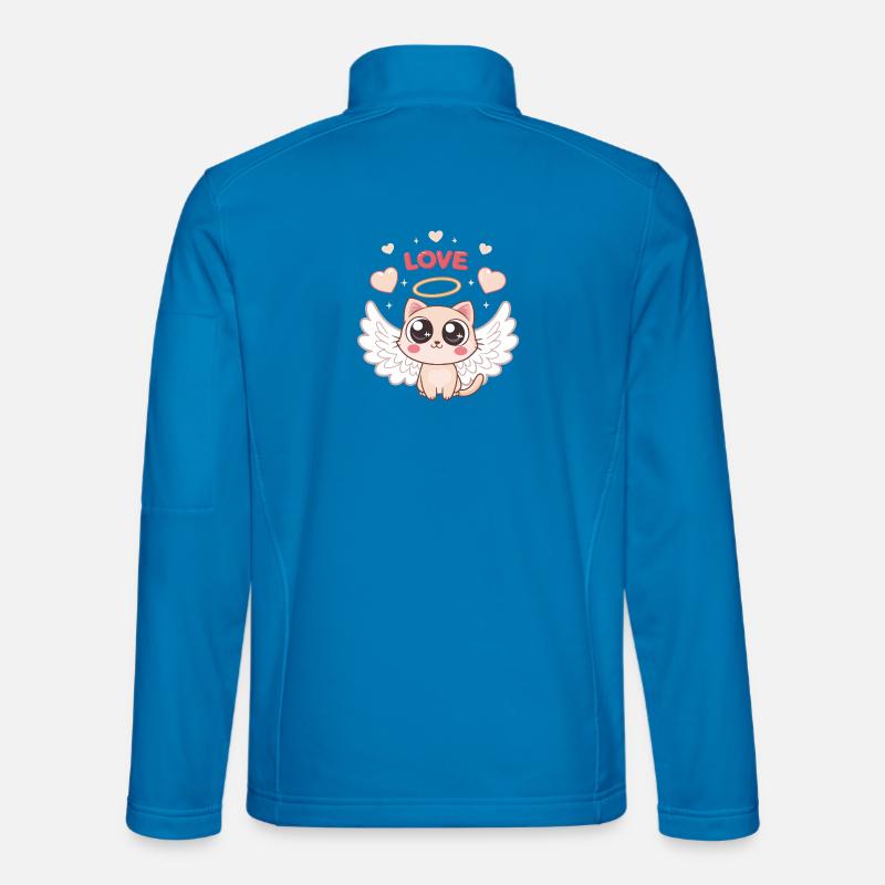 Winged Angelica Cat and Heart - Unisex Softshell Jacket - light blue