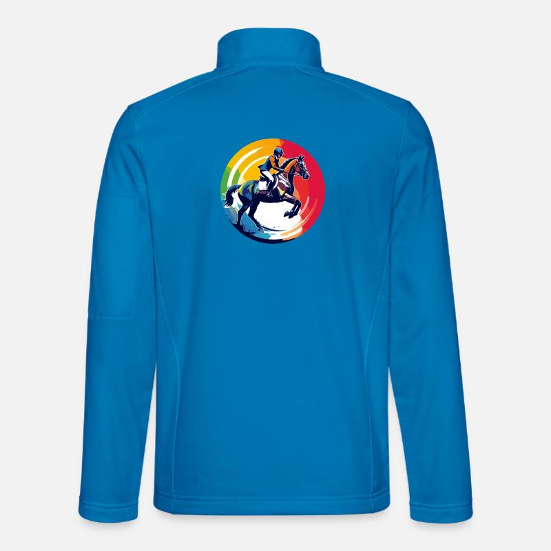 Regenbogen Springpferd Pferd Springreiten Motiv Unisex Softshelljacke