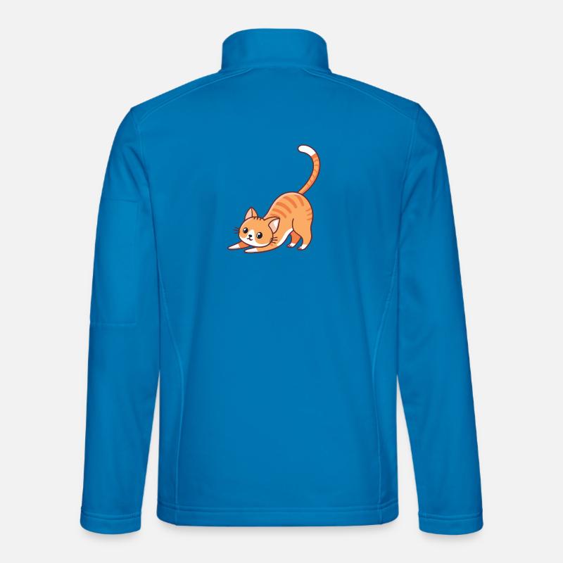 Orange kitten stretching - Unisex Softshell Jacket - light blue