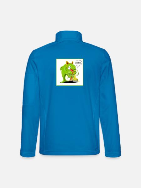 Katzenfisch als Katze verkleidet schlürft Nudeln  - Unisex Softshelljacke - Lichtblau - Hinten