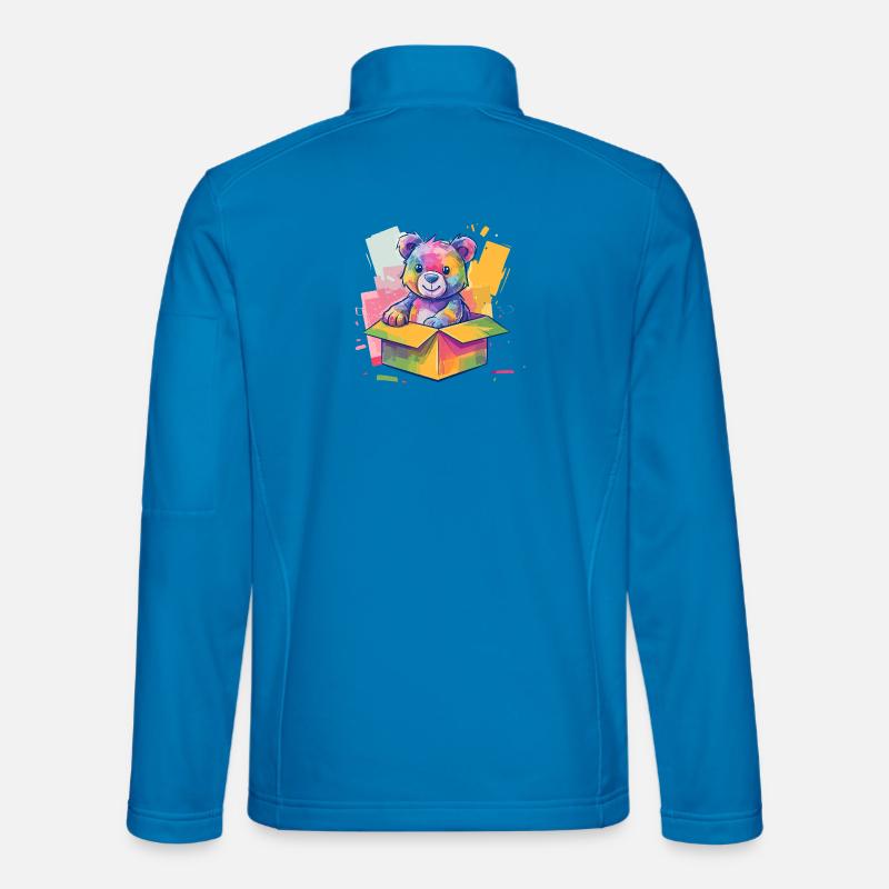 Rainbow Bear in a Box - Unisex Softshell Jacket - light blue