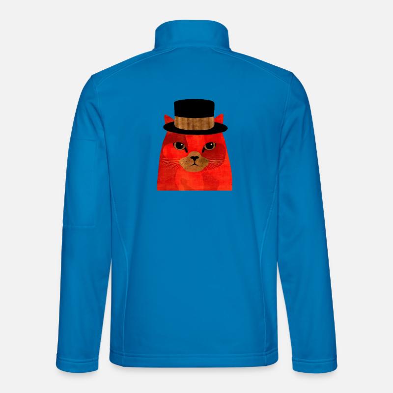 Coole rote Katze mit Zylinder - Unisex Softshelljacke - Lichtblau