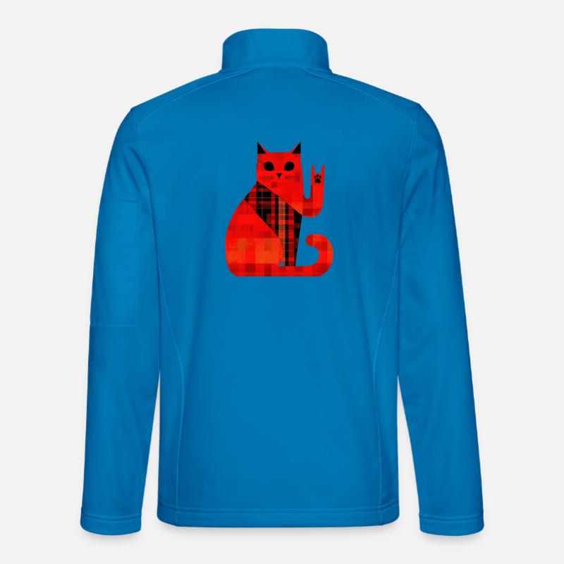 Rote Katze Karo Muster Modern Unisex Softshelljacke