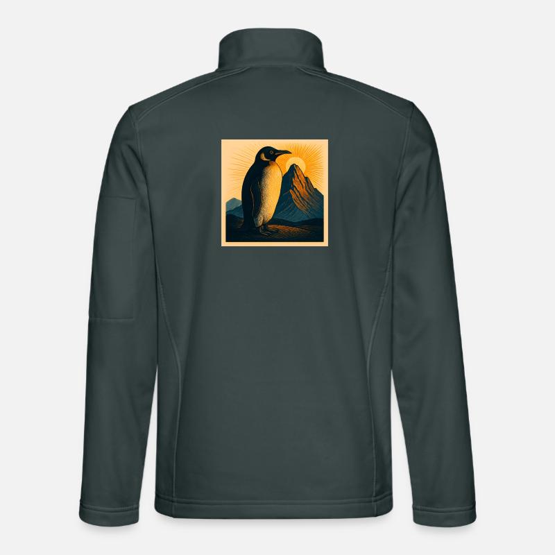 Sun penguin at the mountain panorama Unisex Softshell Jacket