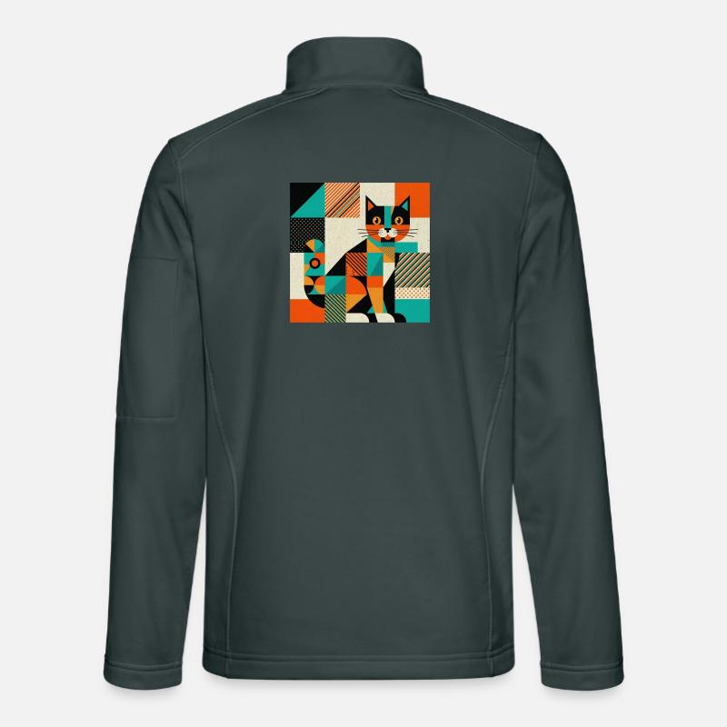 Geometric Cat Silhouette Unisex Softshell Jacket