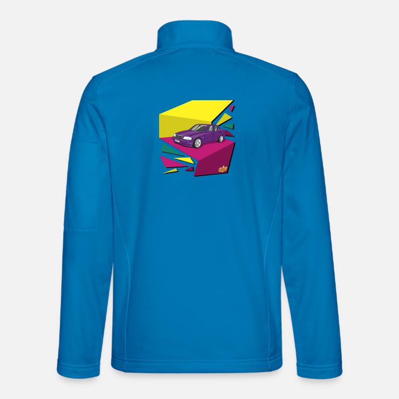 Lila Auto im Neon-Geomuster  - Unisex Softshelljacke - Lichtblau