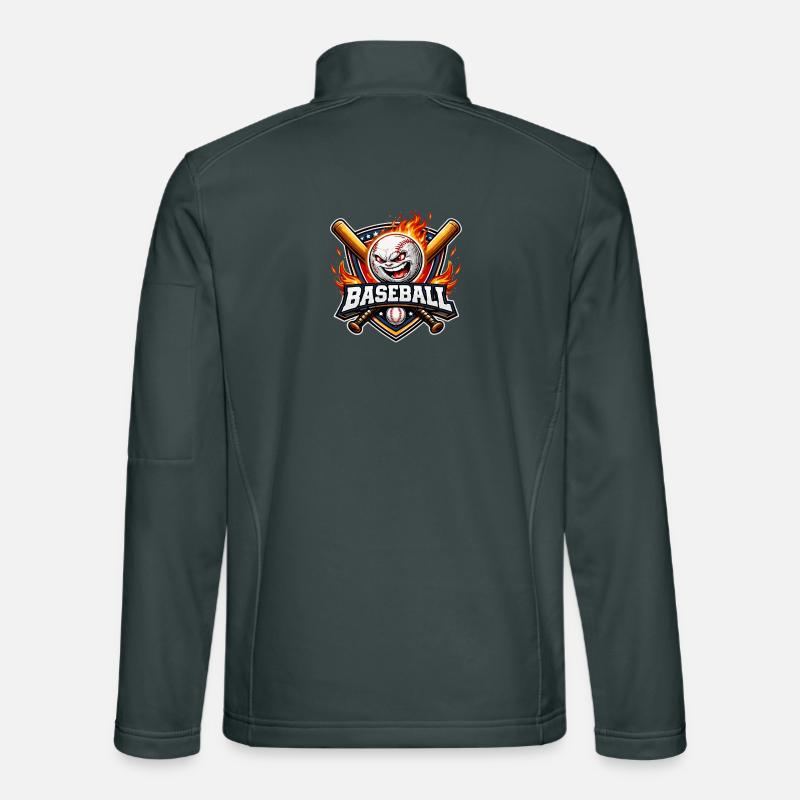 Flaming baseball mascot Unisex Softshell Jacket