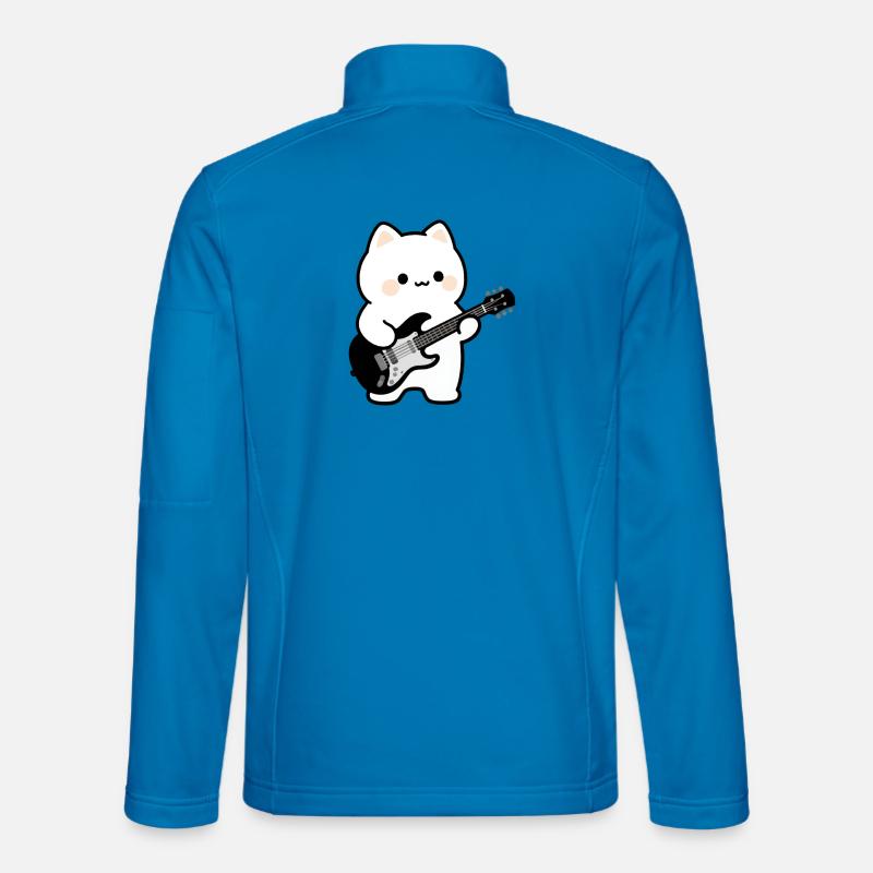Kawaii Cat avec guitare électrique - Veste en tissu softshell Unisexe - bleu clair