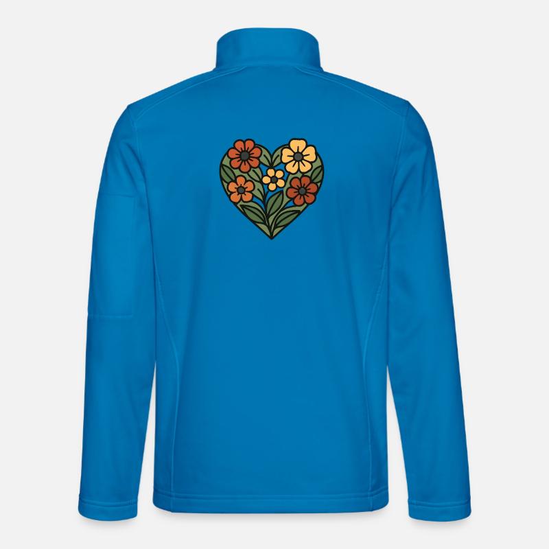 Herz aus Blumenmuster - Unisex Softshelljacke - Lichtblau