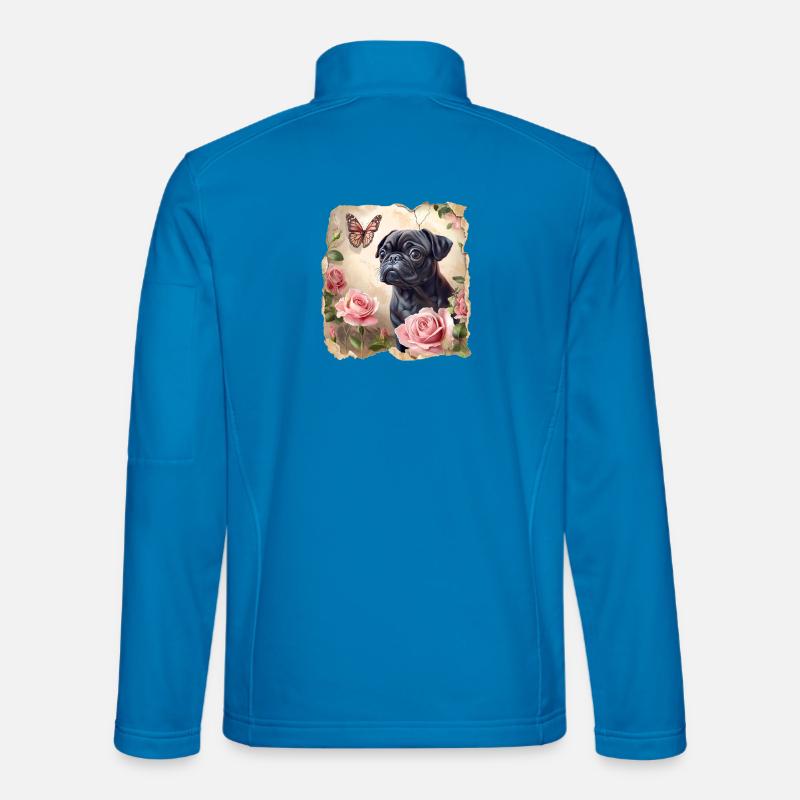Schwarzer Mops mit Schmetterling - Unisex Softshelljacke - Lichtblau