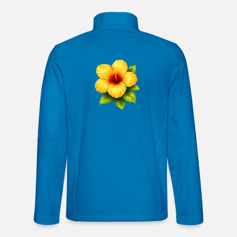Hibiscus jaune aux feuilles vertes Veste en tissu softshell Unisexe