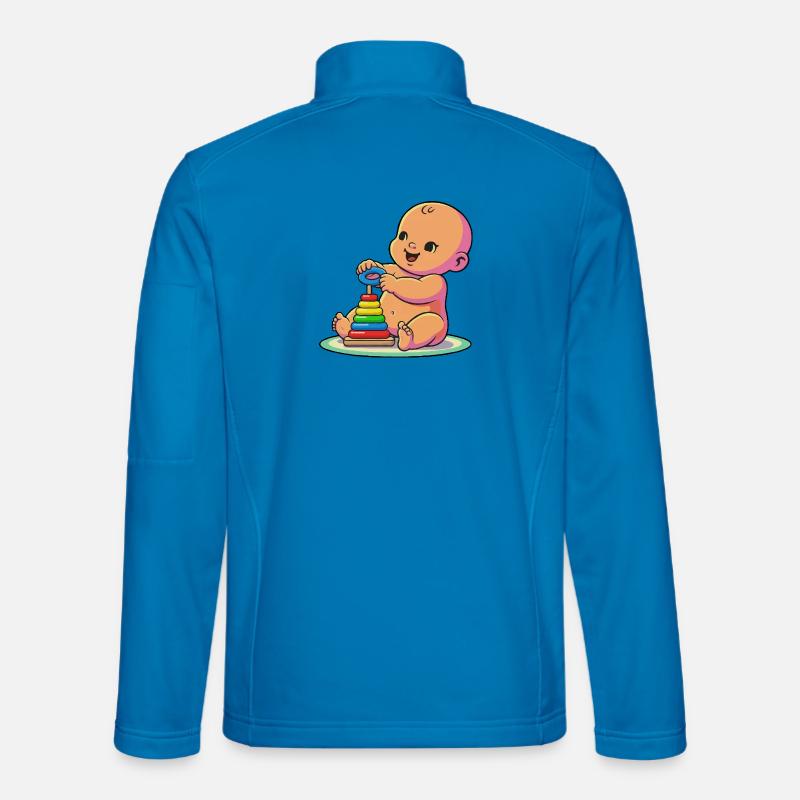 Baby mit Regenbogen-Stapelringen - Unisex Softshelljacke - Lichtblau