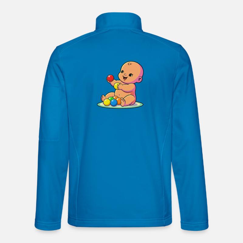 Fröhliches Baby mit bunten Bällen - Unisex Softshelljacke - Lichtblau