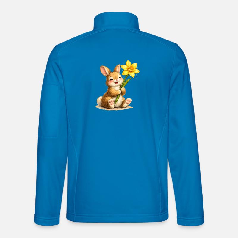 Hase mit gelber Frühlingsblume  - Unisex Softshelljacke - Lichtblau