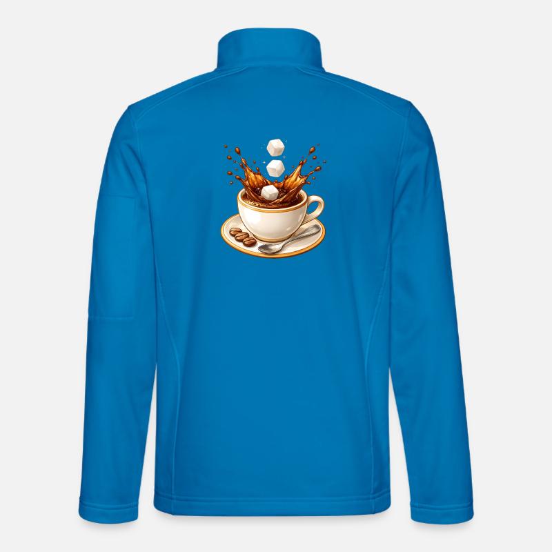Coffee Splash-illustration med sukkerknalder - Unisex softshelljakke - klar blå