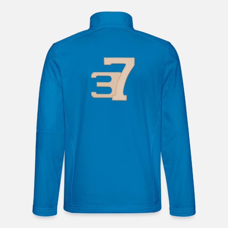 37 Numeral Art in Peach - Unisex Softshell Jacket - light blue