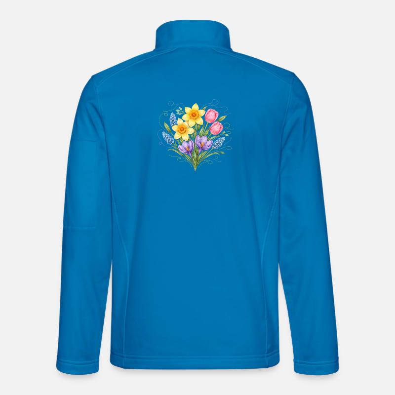 Spring flowers in embroidery style - Unisex Softshell Jacket - light blue