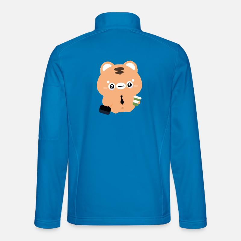 Kawaii Tiger crying with Coffee Unisex Softshell Jacket
