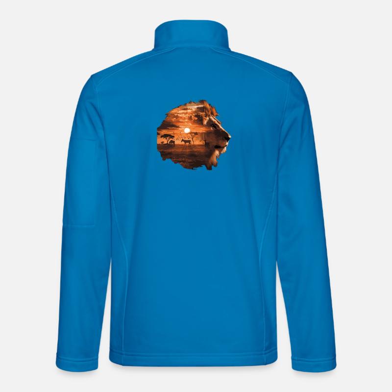 Löwe Savanne Sunset Double Exposure Design - Unisex Softshelljacke - Lichtblau